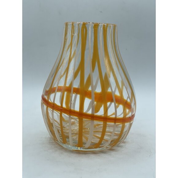 Anthropologie Other - Anthropologie Blow Art Glass Orange Swirl Vase Retro